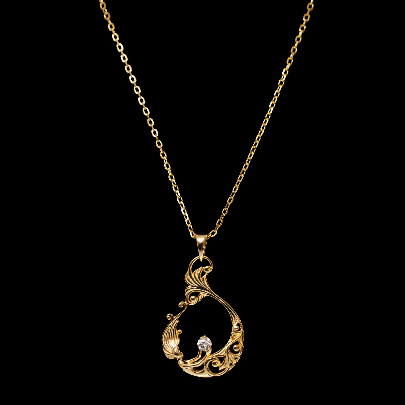 yellow gold over sterling silver mermaid pendant with cubic zirconia necklace