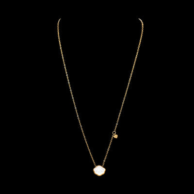 yellow gold over stainless steel necklace with real cowrie shell and small heart charm