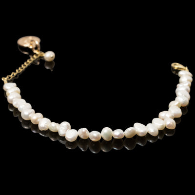 Freshwater pearl bracelet with yellow gold over sterling silver hardware