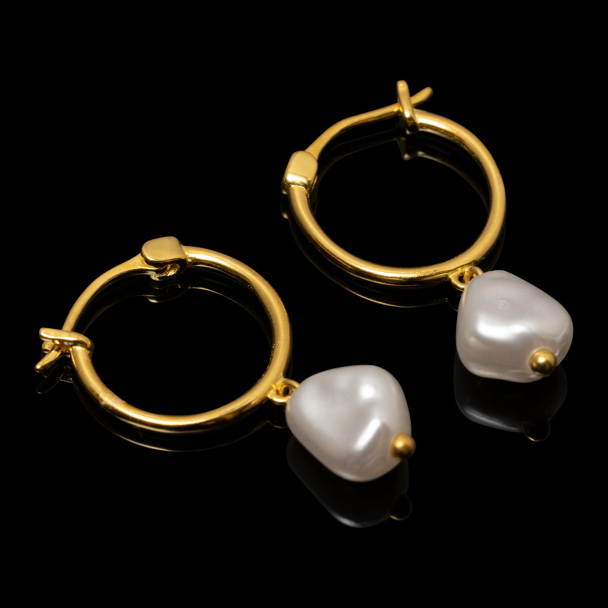 yellow gold over sterling silver freshwater pearl hoop earrings